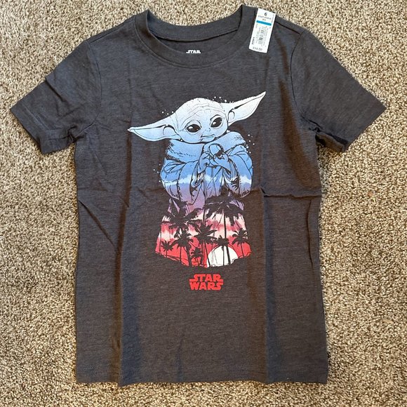 JUMPING BEAN STAR WARS BABY YODA PALM TREE GRAPHIC TEE SIZE 5T  #K56 - Picture 2 of 2